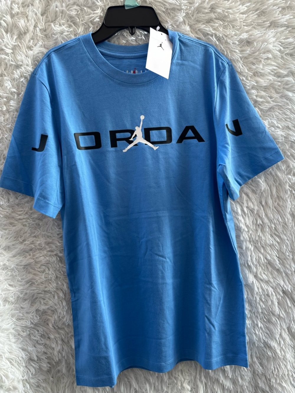 Jordan Light Blue Short Sleeve Tee with White Jumpman and Black Logo